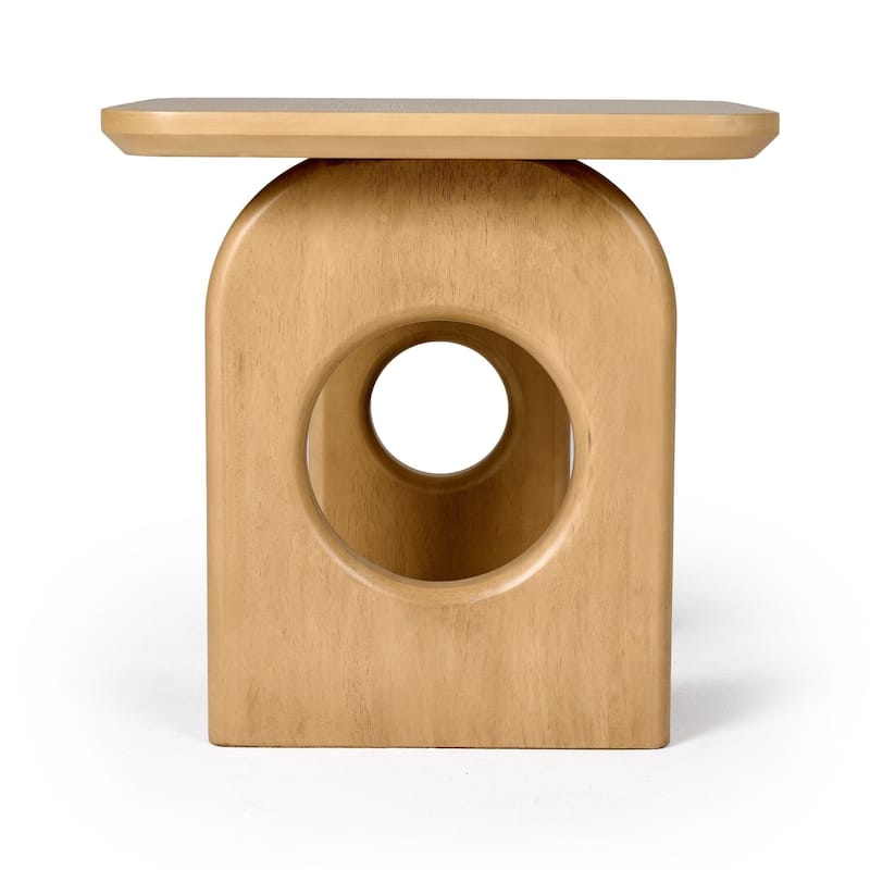 22 in. Light Brown Square Wood End Table, Sturdy Build End Side Table for Living Rooms