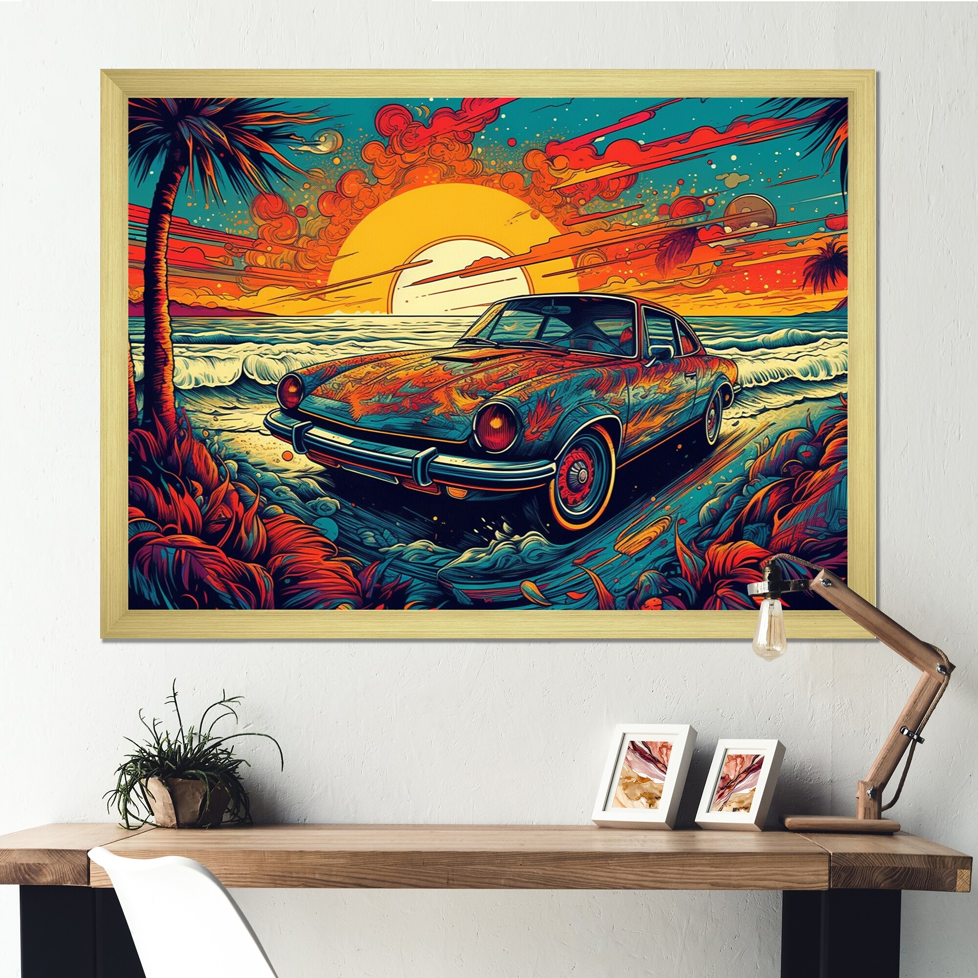 Painting on Canvas With Numbers Yellow Car Acrylic Painting Canvas