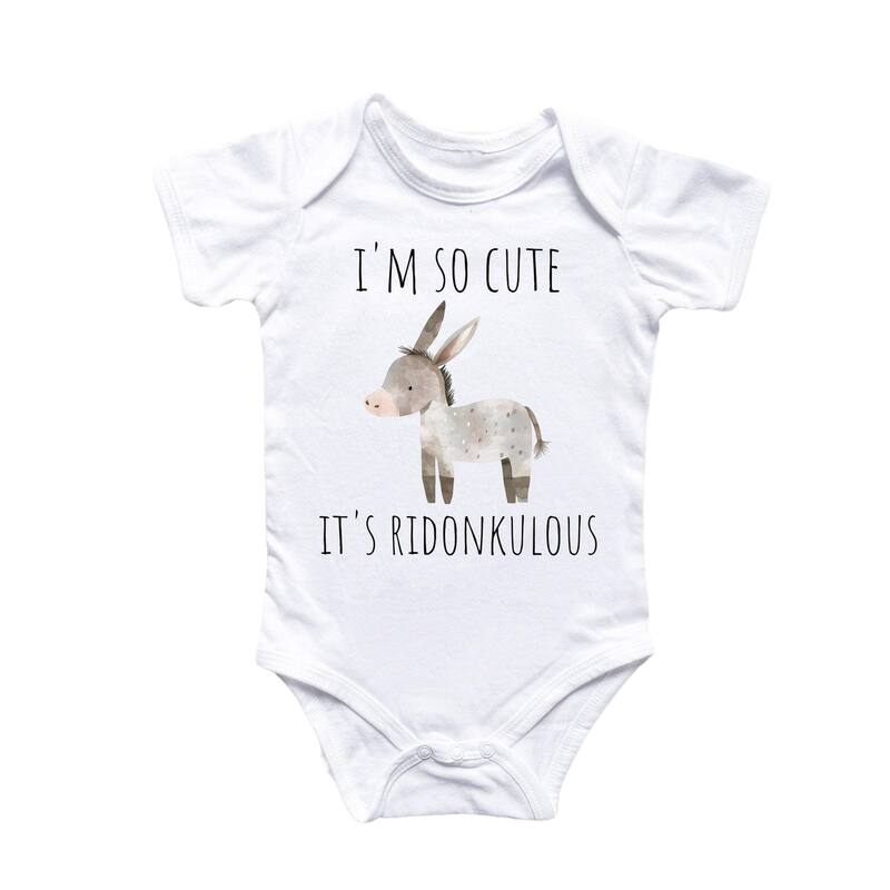 Donkey Horse - Baby Boy Girl Clothes Infant Bodysuit Funny Cute Newborn - White - 6-9M