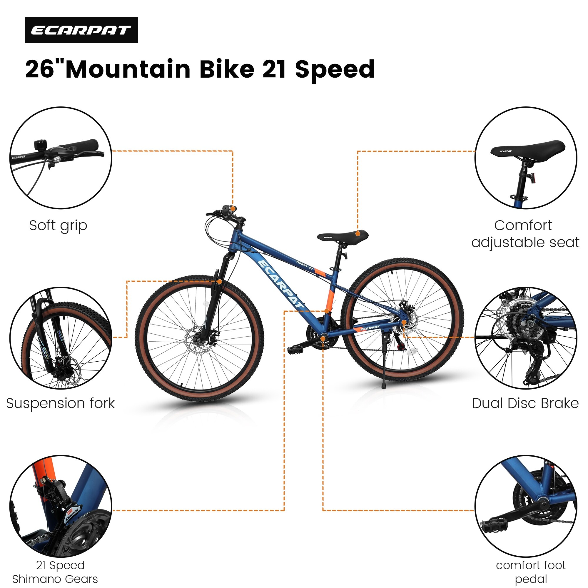27 inch wheel mountain bike 21 speed disc brake trigger transmission aluminum frame unisex mountain bike Bed Bath Beyond 40883405