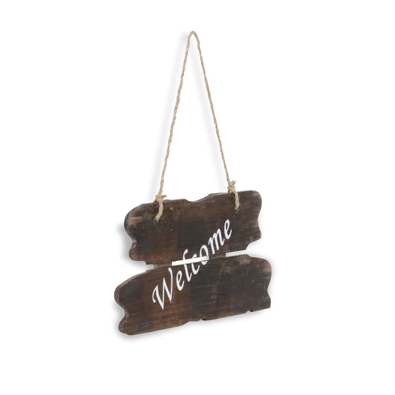 HomeRoots 6" X 12" Brown Welcome Wood Wall Decor