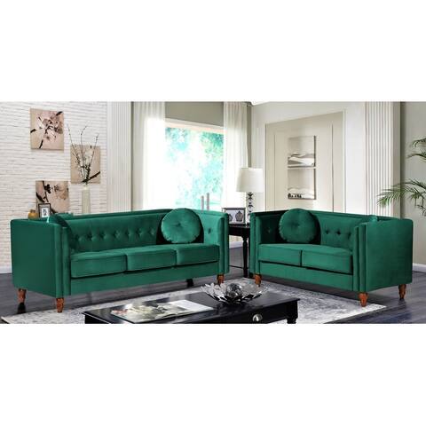 Angie Classic Kittleson Chesterfield 2-Piece Set-Loveseat & Sofa