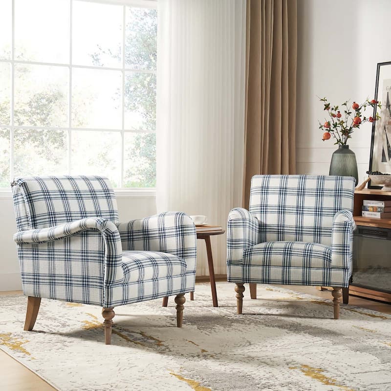 Mandan 29.5" Wide Traditional Accent Armchair with Solid Wood Legs Set of 2 by HULALA HOME
