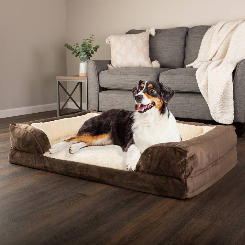 PETMAKER Orthopedic Dog Bed with Bolster and Removable Washable Cover