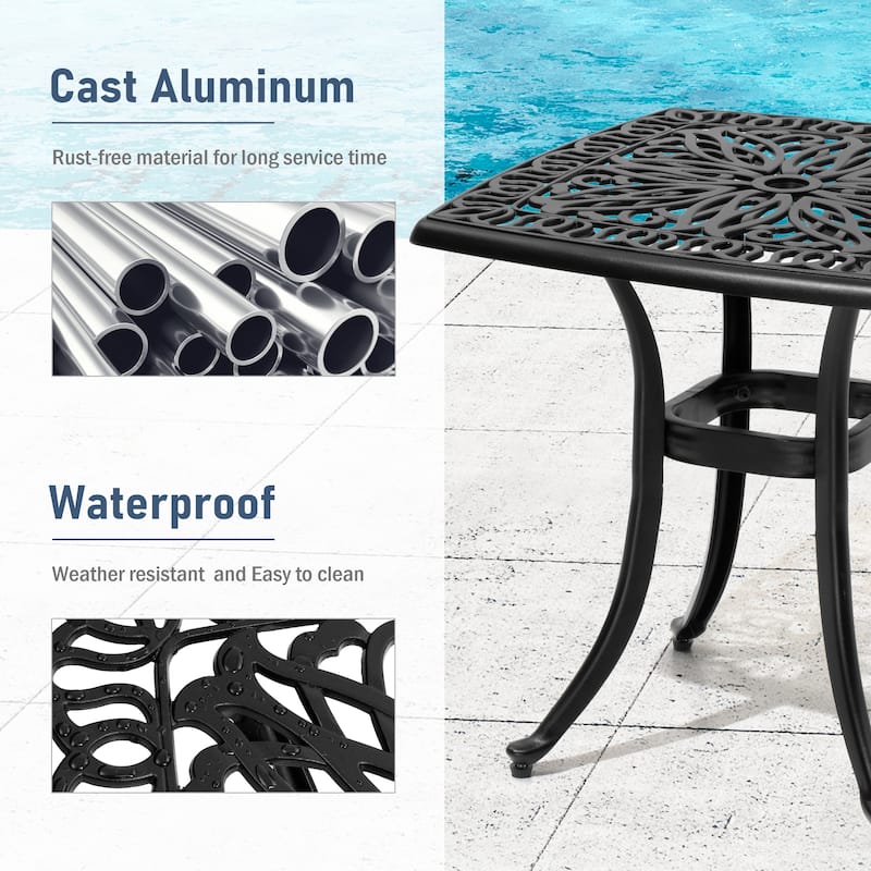 Pellebant Outdoor Patio Lounge Chairs Set Aluminum Adjustable Backrest with Side Table