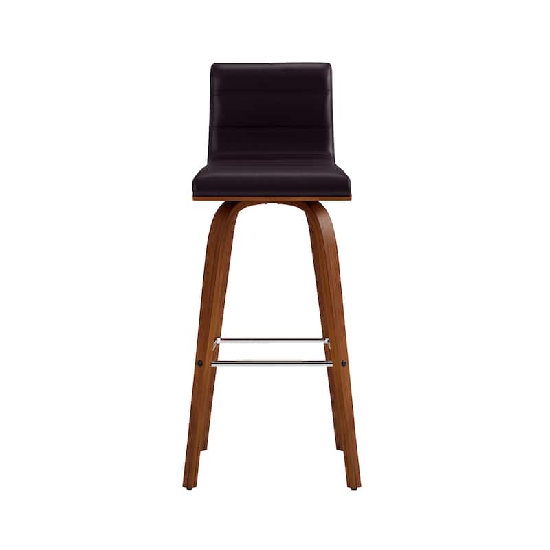 Skara Swivel Bar Stool, Upholstered Bar Height Chair with Bentwood Frame