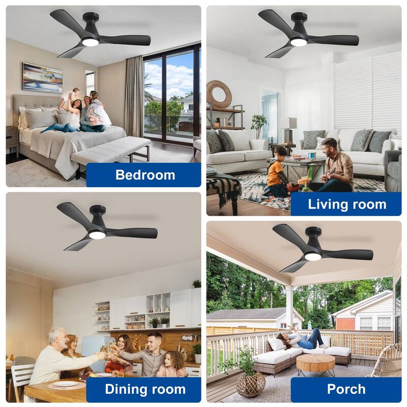 Ceiling Fan Without Light: 42-52 Inch 3 Blade Indoor Outdoor Fans for Patios