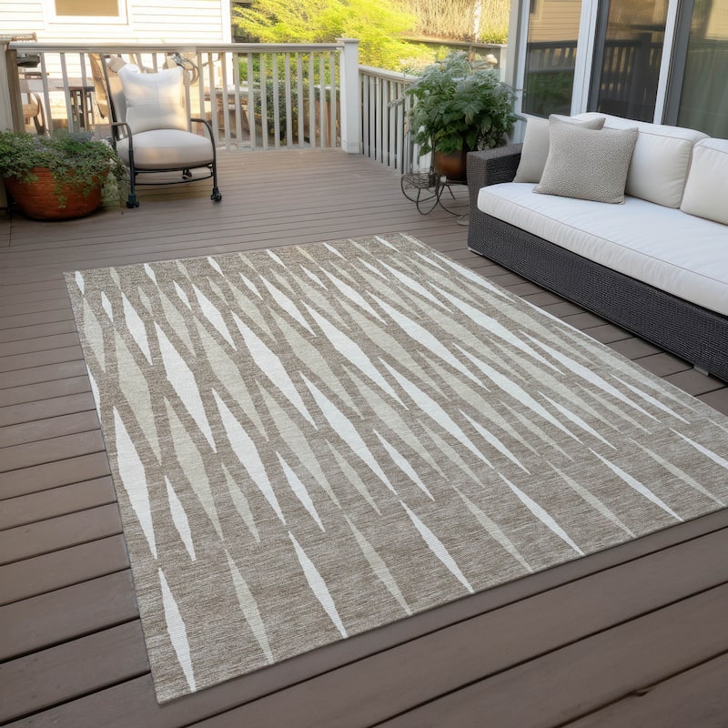 Machine Washable Indoor/ Outdoor Chantille Contemporary Mosaic Rug - Taupe - 8' x 10'
