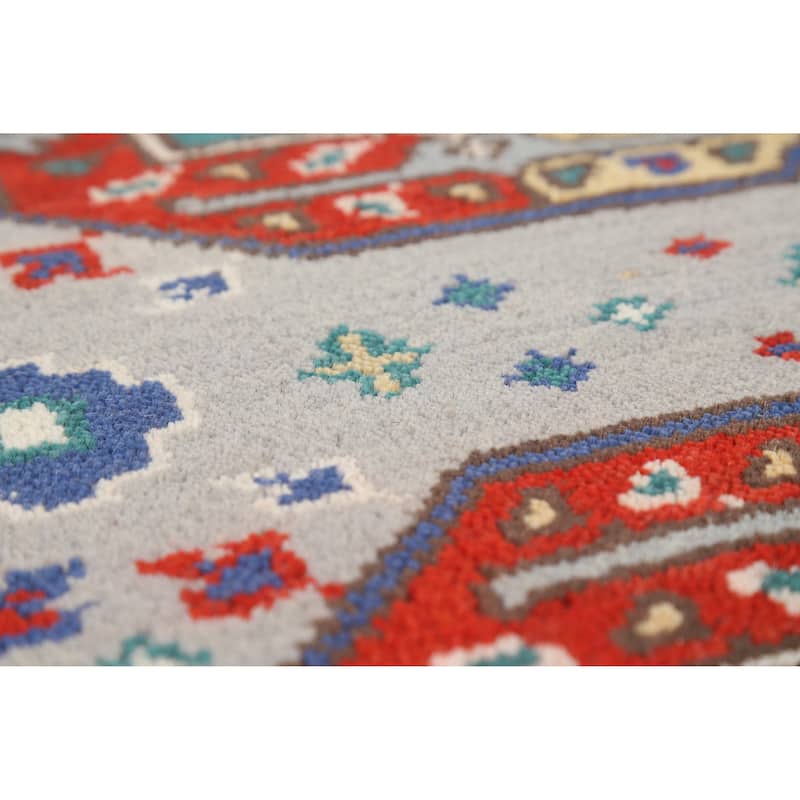 Hand Knotted Oriental 100% Wool Carpet Traditional All-Over Greys & Charcoal Kazak Area Rug - 5' 9'' X 3' 11''