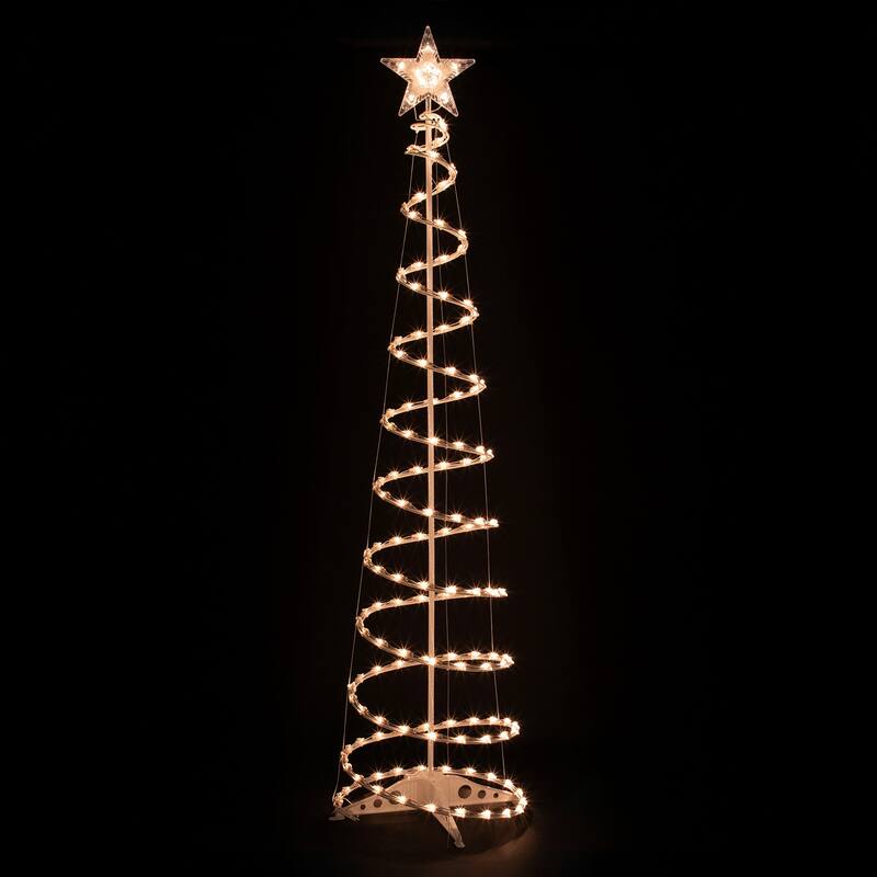 Lighted Spiral Outdoor Christmas Trees - 4' and 6' - Clear - Set of 2