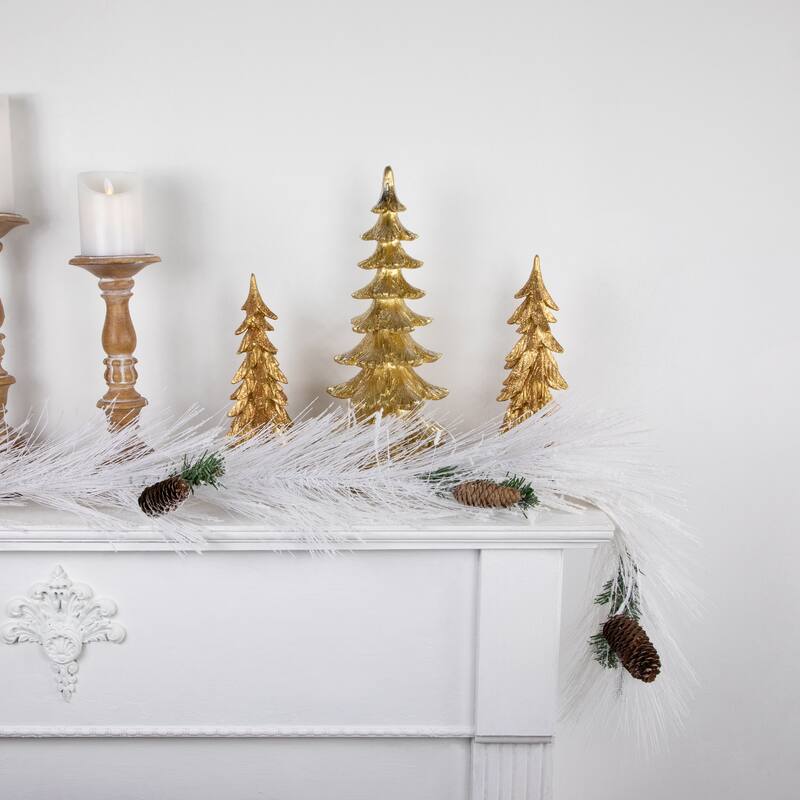 6' x 10" White Flocked Artificial Christmas Garland Pine Cones, Unlit