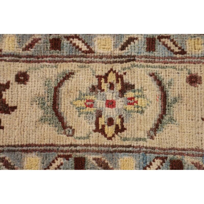 Floral Beige Kazak Oriental Accent Rug Hand-Knotted Wool Carpet - 3'3"x 5'1"