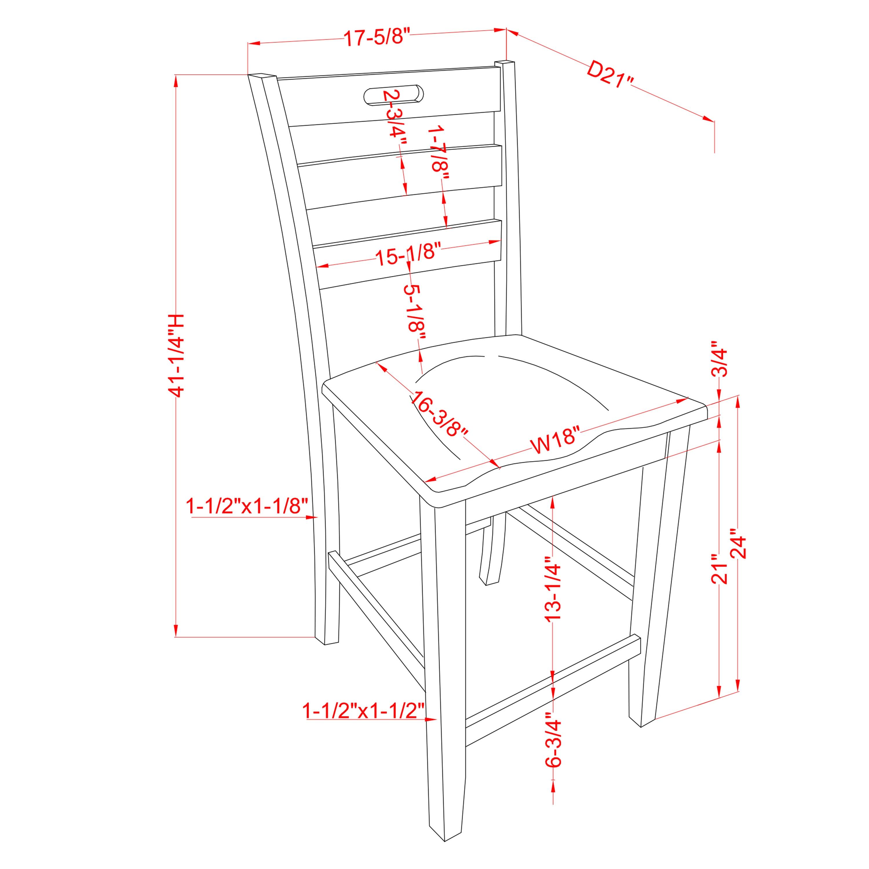 Jonah Farmhouse Wood Ladder Back Counter Height Chairs by Furniture of