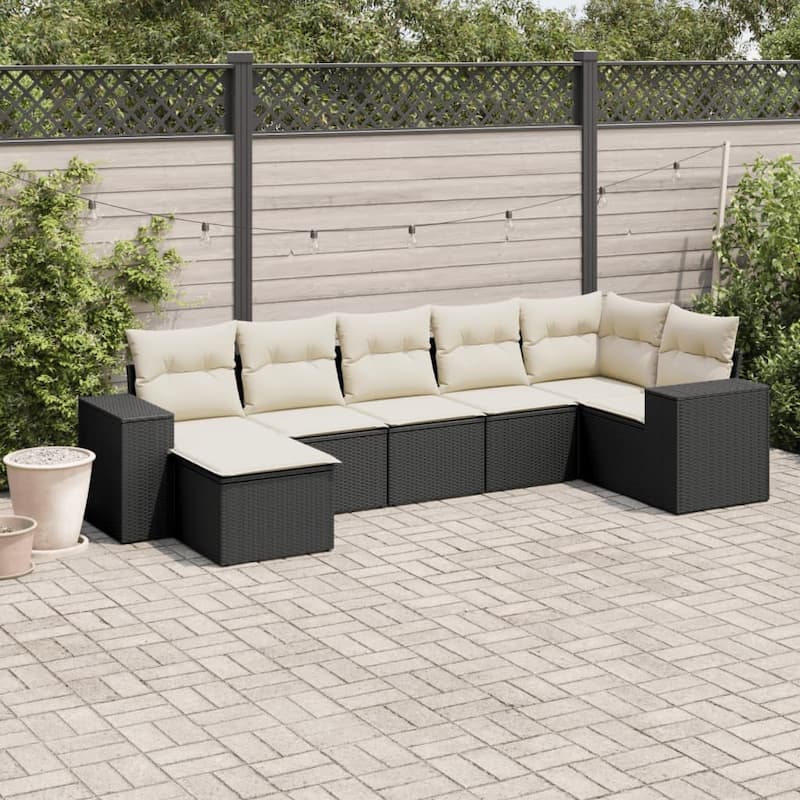 vidaXL Garden Sofa Set Black, Cream White - 24.4 x 32.7 x 27.2