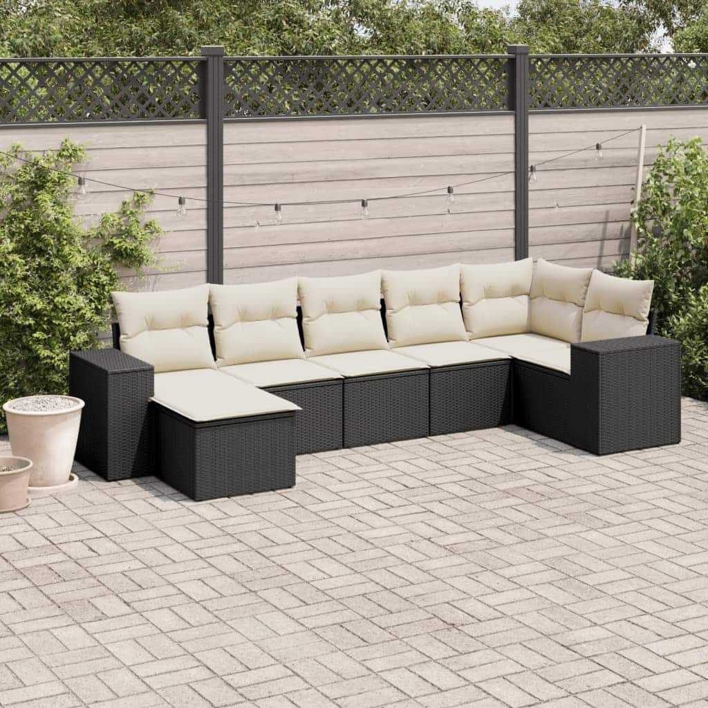 vidaXL Garden Sofa Set Black, Cream White - 24.4 x 32.7 x 27.2