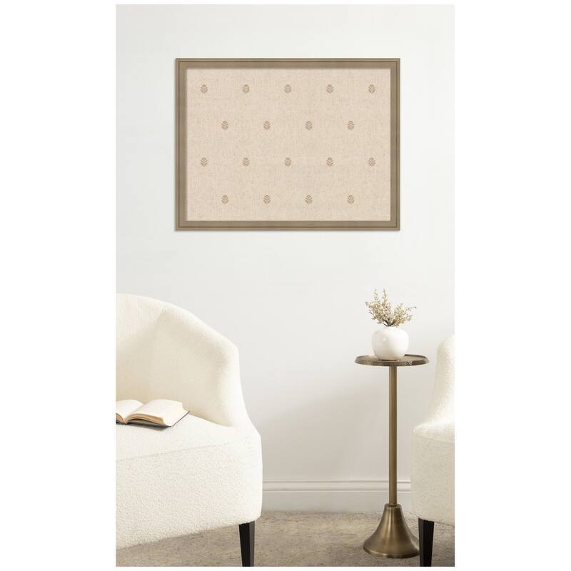 Kate and Laurel Pinboard Beige Botanical Block Print