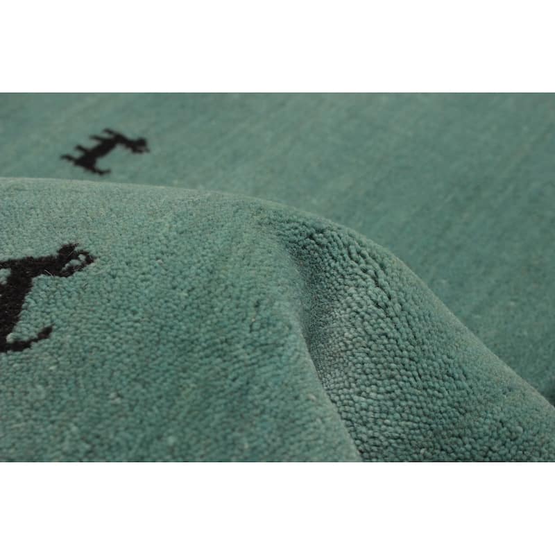 Kashkuli Gabbeh Turquoise Rug 4'0" x 3'11" - 4'0 x 3'11