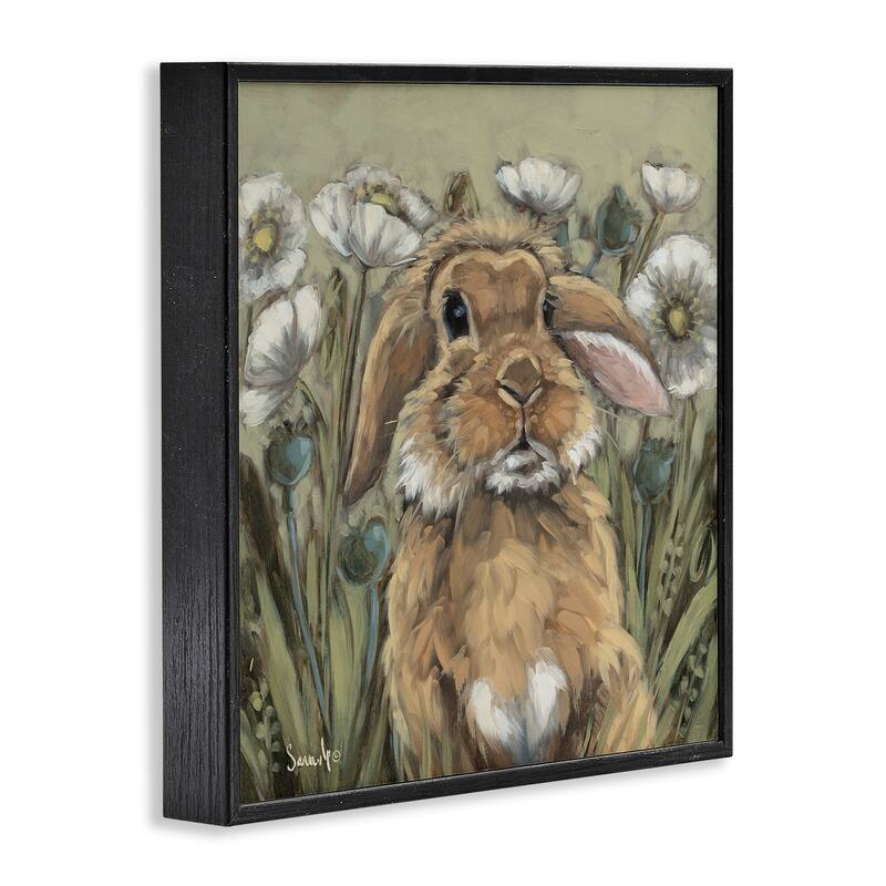 Stupell Rabbit in Poppy Garden Framed Giclee Art Design By Sara G. Designs