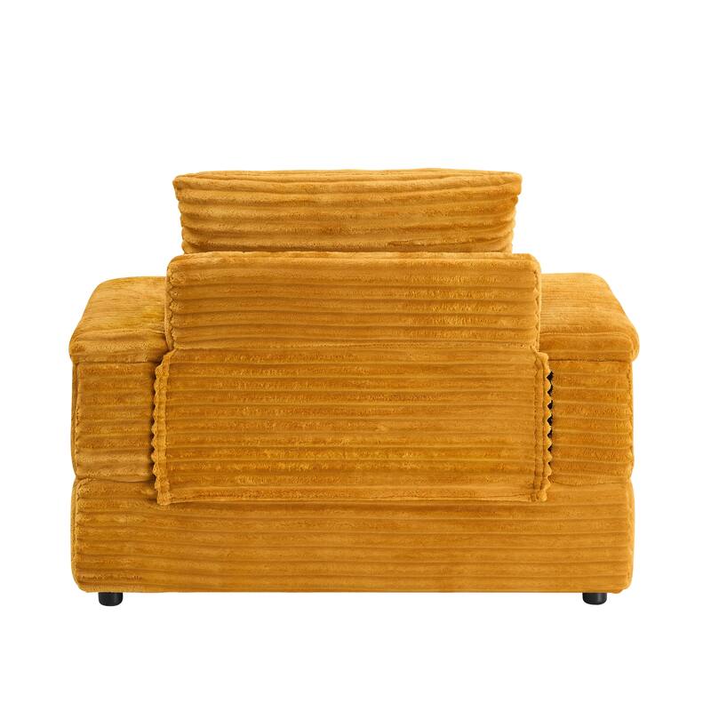 57 Inch Corduroy Single Sofa with Ottoman Sleeper Sofa Lounge Sofa