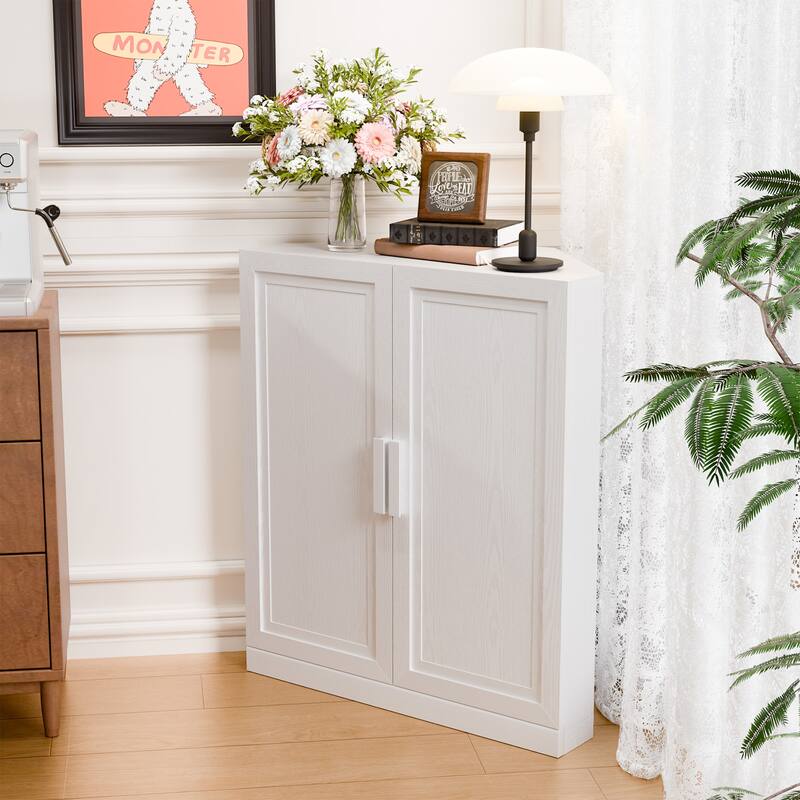 36"H Corner Sideboard Cabinet Free-Standing Corner Storage Organizer