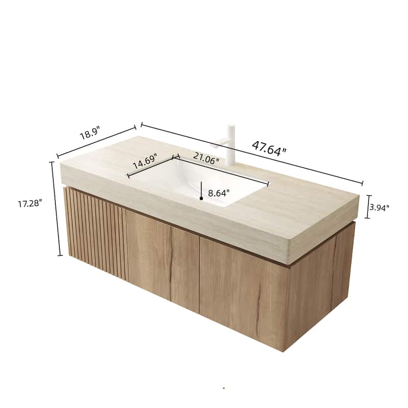 48" Bathroom Vanity with Sintered Stone Countertop and Sink