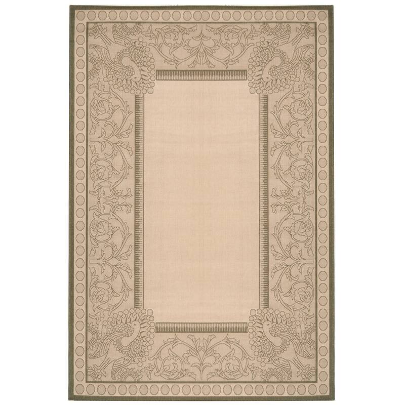 SAFAVIEH Courtyard Kitija Indoor/ Outdoor Waterproof Patio Backyard Rug - 6'7" x 9'6" - Natural/Olive