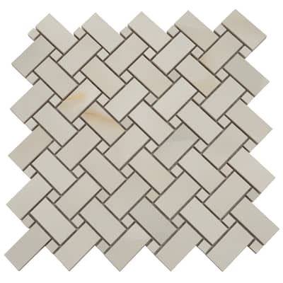 Splendor 12x12 Perla Porcelain Mosaic Onyx Basketweave Wall and Floor Tile (4.84 sq ft/case) - 5 Pack