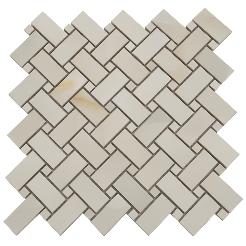 Splendor 12x12 Perla Porcelain Mosaic Onyx Basketweave Wall and Floor Tile (4.84 sq ft/case) - 5 Pack