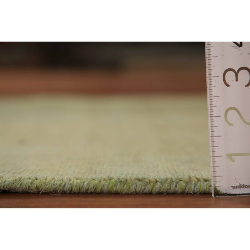 Gold & Green Modern Gabbeh Oriental Rug Hand-Knotted Wool Carpet - 2'8" x 4'0"