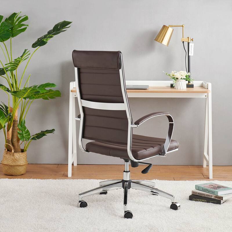 LUXMOD® Office Chair Faux Leather Silver Frame Adjustable and Swivel