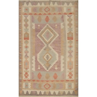 Hand Woven Oriental 100% Wool Carpet Southwestern Tribal Purples Kilim Area Rug - 9' 11'' X 6' 8''