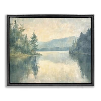Stupell Mountain's Reflection Landscape Framed Floater Canvas Wall Art Design By Petal Prints Design
