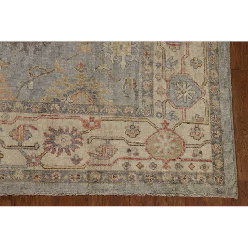 Hand Knotted Oriental 100% Wool Carpet Transitional All-Over Greys & Charcoal Oushak Area Rug - 9' 8'' X 8' 1''