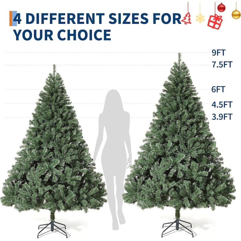 Pre-Lit Artificial Spruce Christmas Tree with White Lights, Unlit Hinged Design
