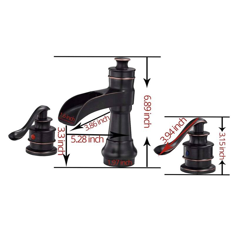 Two-handle Widespread Bathroom Sink Faucet with Drain in Oil Rubbed Bronze - 5.28*6.89
