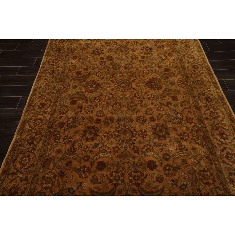 5'11''x9'8'' Hand Knotted New Zealand Wool Caramel Agra Plush Pile Botanical Wash Rug - 5' 11'' x 9' 8''