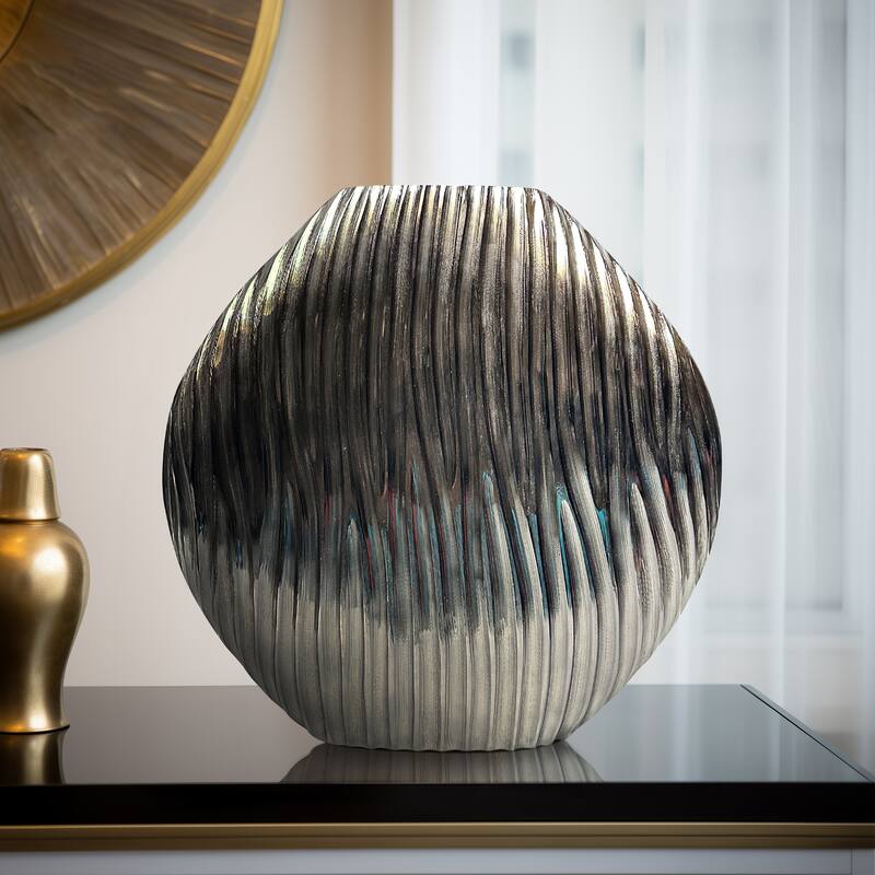 Sagebrook Home Metal Bud Forli Vase, Home Decor Accent Vase - 17" x 4" x 17" - Gunmetal