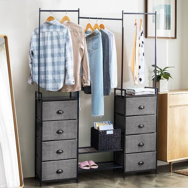 Shop Costway 8 Drawer Fabric Dresser Hanger Shoe Rack