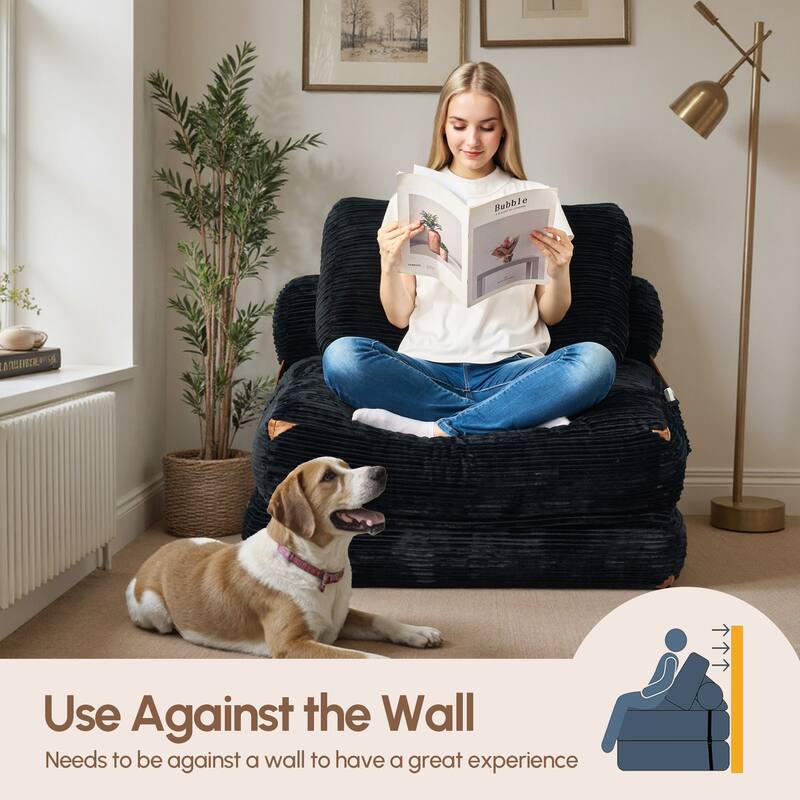 XIZZI Convertible Corduroy Floor Chair Folding Sofa Bed