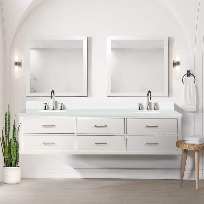 Castor 60 in W x 22 in D Black Double Bath Vanity and Cultured Marble Top