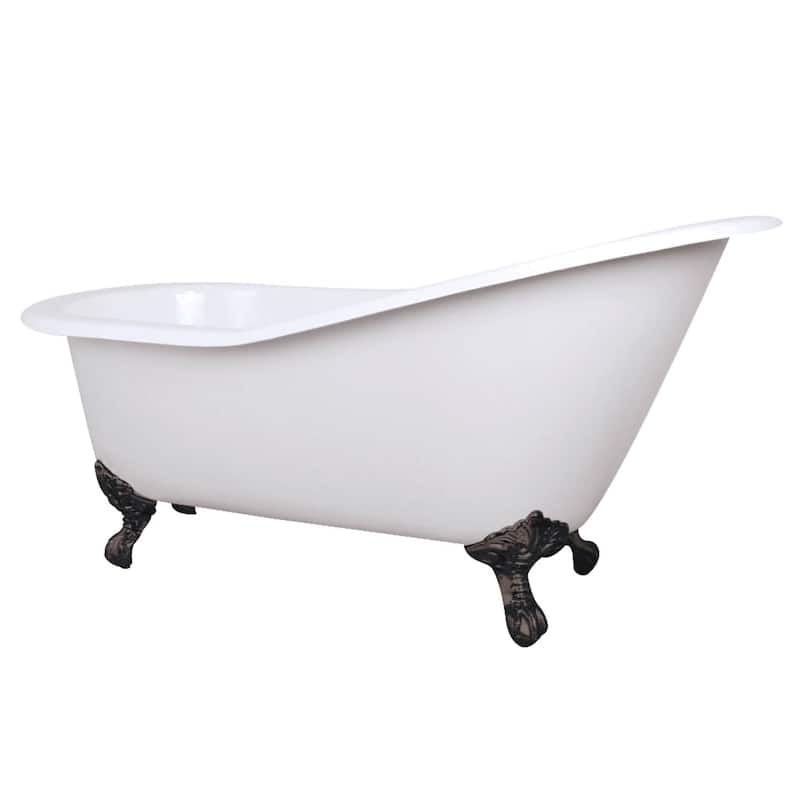 Kingston Brass Aqua Eden 61" Clawfoot Cast Iron Soaking Tub with - White / Oil Rubbed Bronze Feet