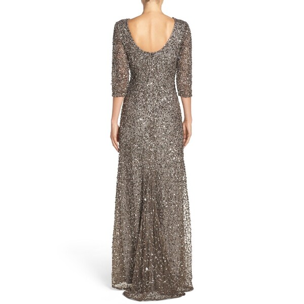 scoop back sequin gown