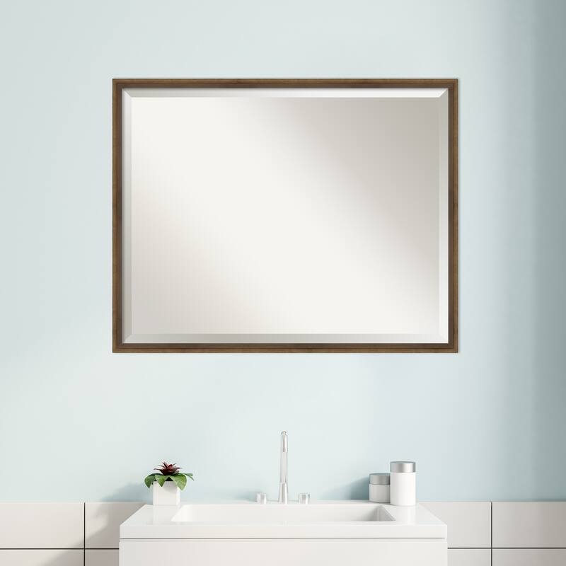 Beveled Wood Bathroom Wall Mirror - Lucie Frame