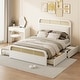 preview thumbnail 22 of 28, Wooden Queen Size Platform Bed with Trundle, 2 Drawers and Rattan Headboard