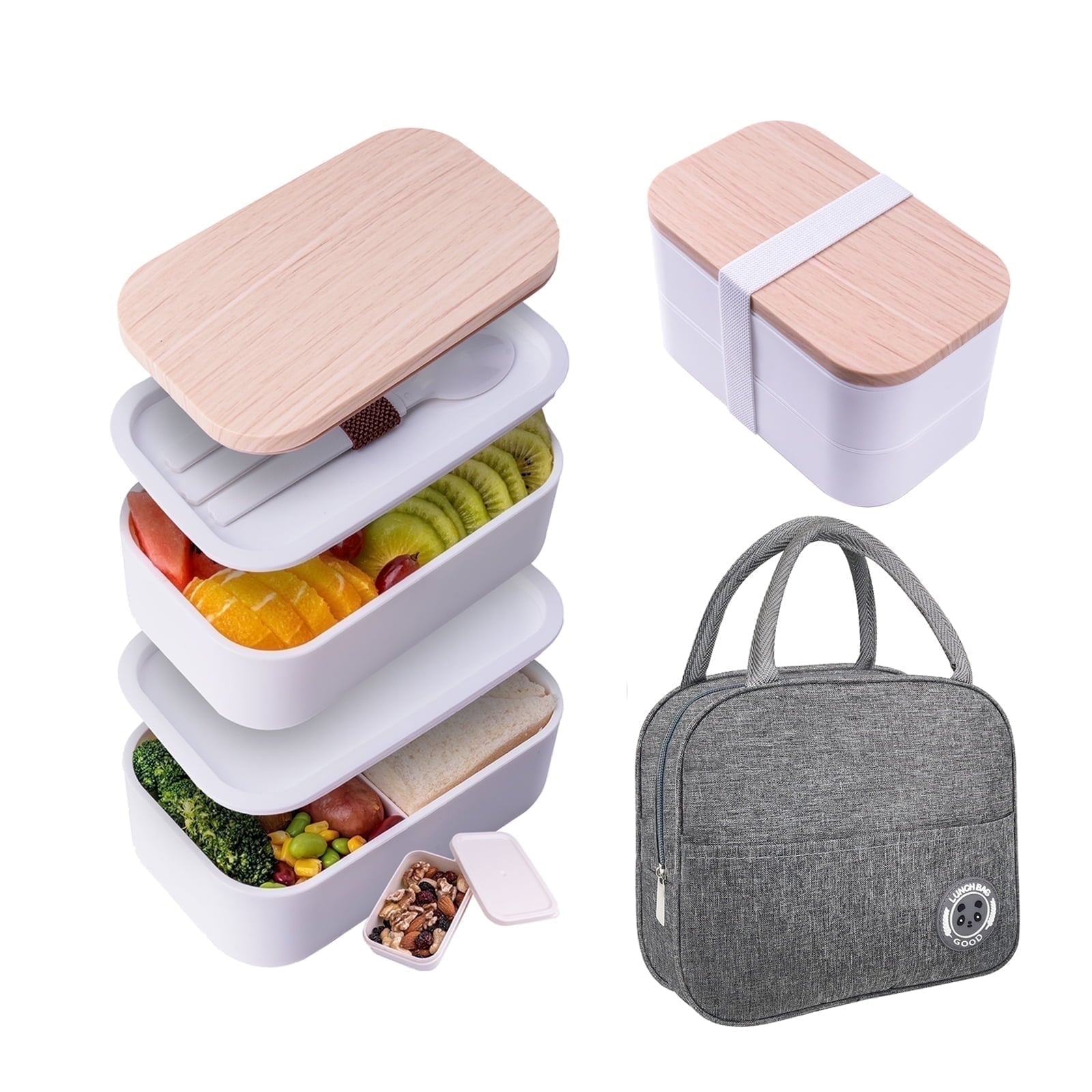 54oz 2-Layer Japanese Bento Box with Lunch Bag & Cutlery - Leakproof