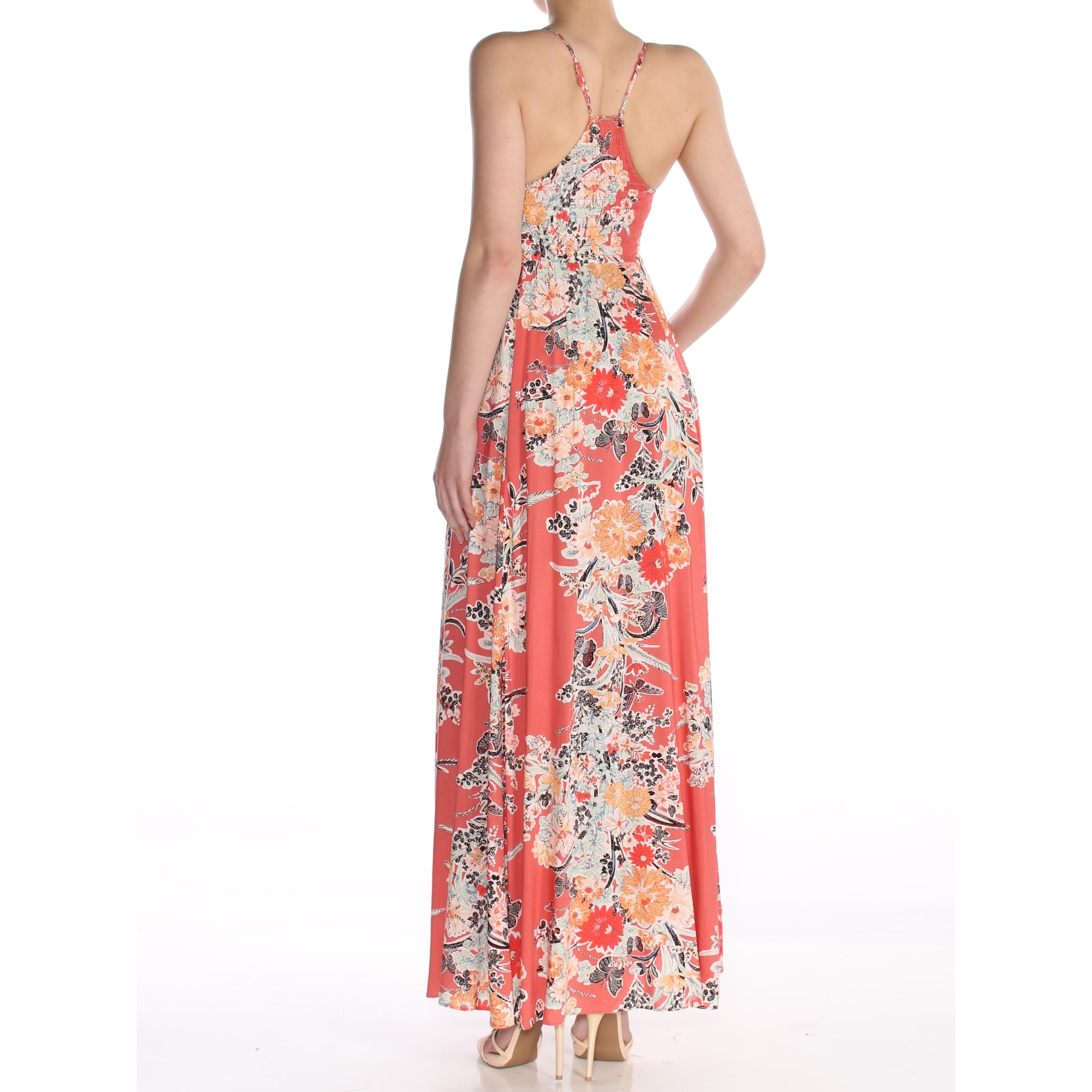 womens coral maxi dress