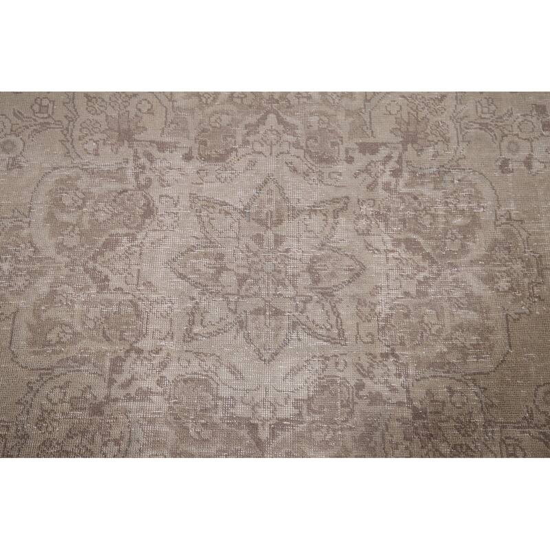 Muted Distressed Tabriz Vintage Persian Ug Hand-Knotted Wool Carpet - 8'0" x 11'3"