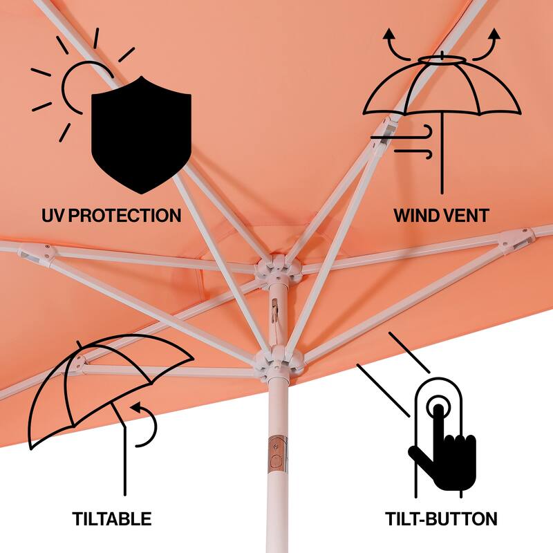 9 ft Market Patio Half Umbrella with Crank, Tilt Button and UV Protection