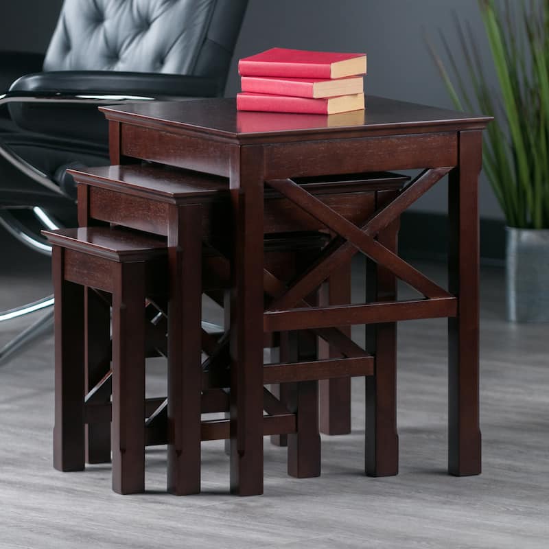 Xola 3-Pc Nesting Tables, Cappuccino - 21.1"W x 17.3"D x 22.1"H.