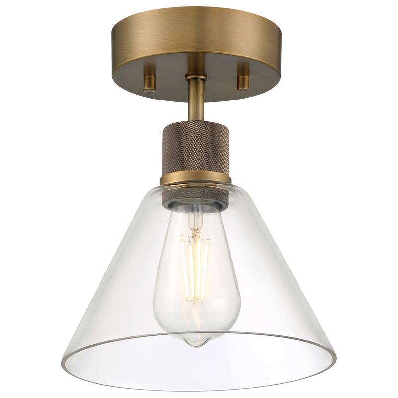 Access Lighting Port Nine Martini LED Semi-Flush - Replaceable LED - Antique Brushed Brass/Clear Glass